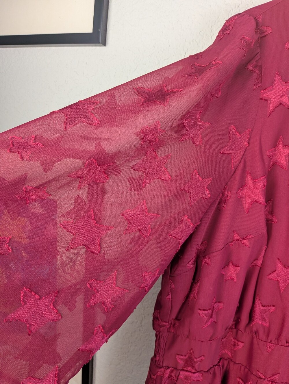 Torrid Star Midi Dress 2X Dark Fuschia Sheer Sleeves Lined Prom Homecoming Dance - Picture 4 of 6